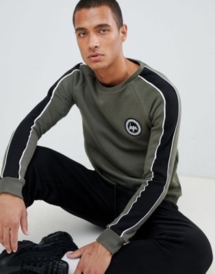 Hype sweatshirt in khaki with side stripe