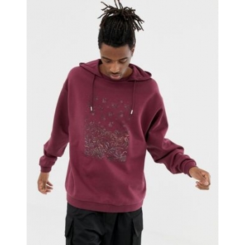 Heart & Dagger oversized hoodie with floral print in burgundy