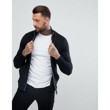 ASOS DESIGN jersey track jacket in black