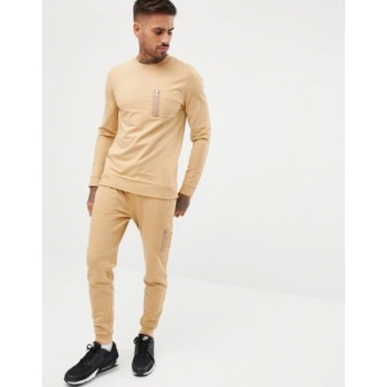 ASOS DESIGN tracksuit muscle sweatshirt/skinny joggers with MA1 pocket