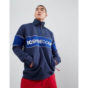 DC Shoes cut & sew half zip sweat in blue