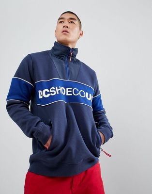 DC Shoes cut & sew half zip sweat in blue