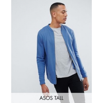 ASOS DESIGN Tall Jersey Bomber Jacket In Blue