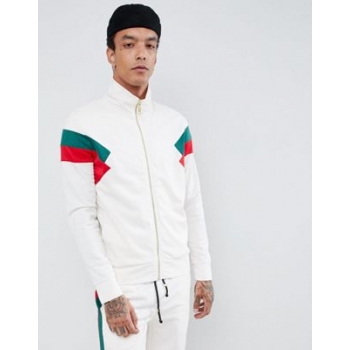 Criminal Damage track jacket in white with red side stripe