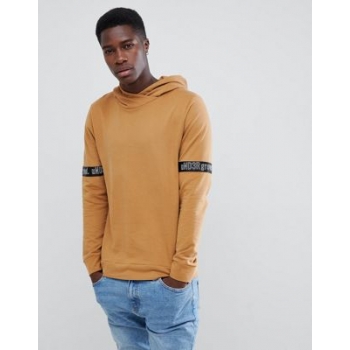 Jack & Jones Core Hoodie With Slogan Sleeve Tape