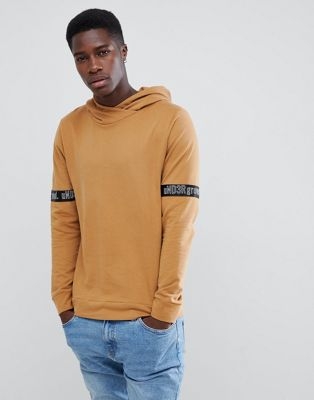 Jack & Jones Core Hoodie With Slogan Sleeve Tape