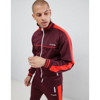 Diesel co-ord S-Roots side stripe track jacket in burgandy