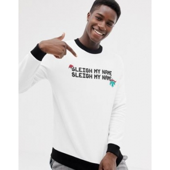 ASOS DESIGN christmas sweatshirt with Sleigh My Name print