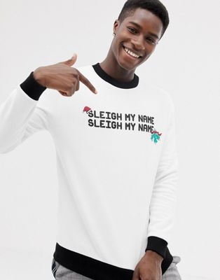 ASOS DESIGN christmas sweatshirt with Sleigh My Name print