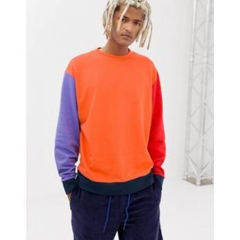 COLLUSION regular fit colour blocked sweatshirt in orange