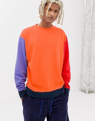 COLLUSION regular fit colour blocked sweatshirt in orange