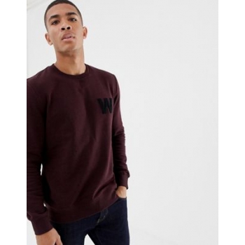 Burton Menswear sweatshirt with W motif in burgundy