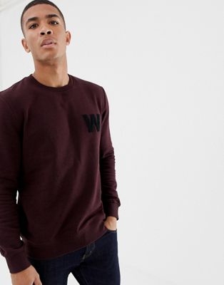 Burton Menswear sweatshirt with W motif in burgundy