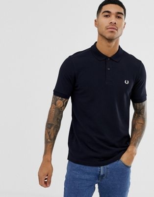 Fred Perry plain polo shirt in navy Exclusive at ASOS