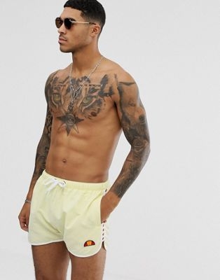 ellesse swim shorts with taping in yellow exclusive at ASOS