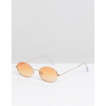 ASOS DESIGN oval glasses in gold with orange lens