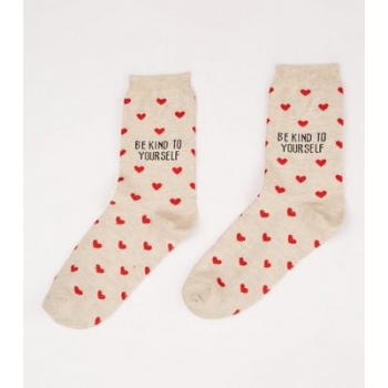 Cream Be Kind To Yourself Slogan Socks