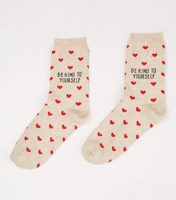 Cream Be Kind To Yourself Slogan Socks