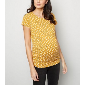 Maternity Yellow Floral Short Sleeve T-Shirt