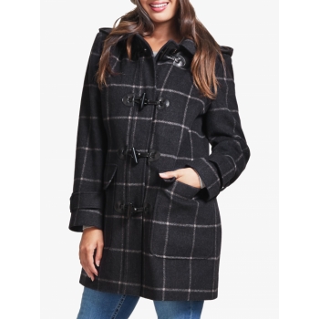 Four Seasons Check Duffle Coat, Denim