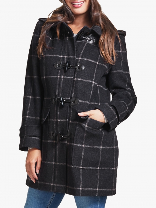 Four Seasons Check Duffle Coat, Denim