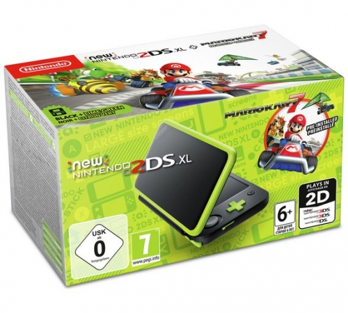 Nintendo 2DS XL Console with Mario Kart 7 - Black / Green