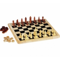 Chad Valley Wooden Chess and Draughts Board Game