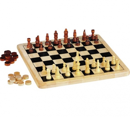 Chad Valley Wooden Chess and Draughts Board Game