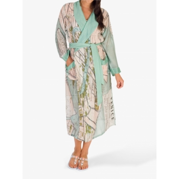 Chesca Venice Map Kimono, Green Multi