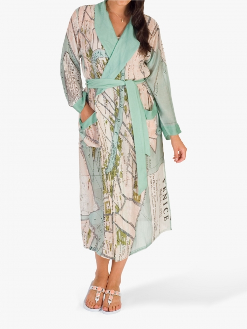 Chesca Venice Map Kimono, Green Multi