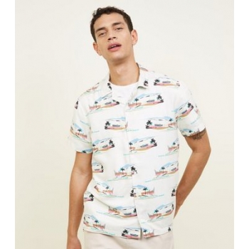 Off White Beach Print Viscose Shirt