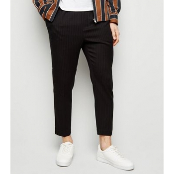 Black Pinstripe Pull On Trousers