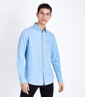 Pale Blue Long Sleeve Denim Shirt