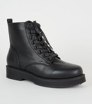 Black Chunky Lace Up Boots