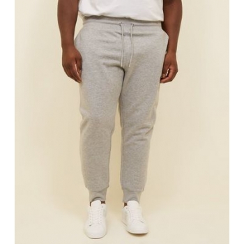 Plus Size Grey Marl Ribbed Cuffed Joggers