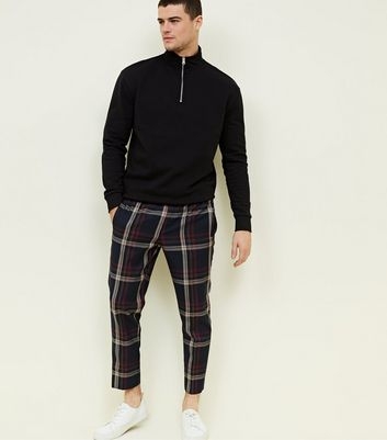 Blue Check Print Trousers