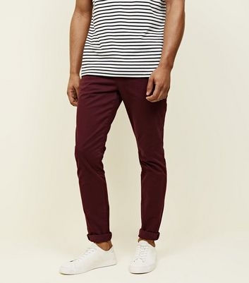 Burgundy Skinny Stretch Chinos