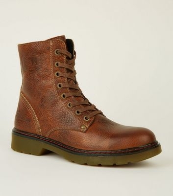 Rust Leather Lace-Up Hiker Boots