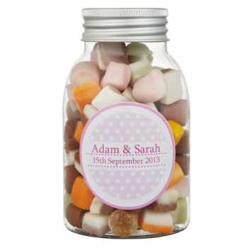 Fine Confectionery Company Personalised Dolly Mix Spotty Jar, Pack of 25, Large, Blue