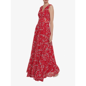 Gina Bacconi Santesa Floral Chiffon Maxi Dress, Red/White