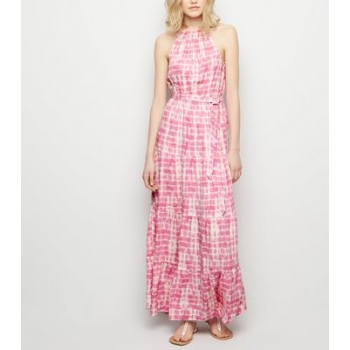 Pink Tie Dye Halterneck Maxi Dress