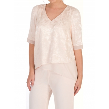 Chesca Leaf Jacquard Layered Tunic, Blush