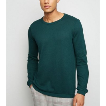 Green Crew Neck Textured Knit Jumper