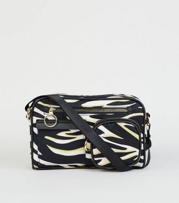 Black Zebra Print Utility Shoulder Bag