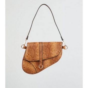 Brown Faux Snake Saddle Bag