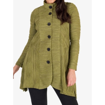 Chesca Jacquard Wave Crinkle Jersey Coat, Lime