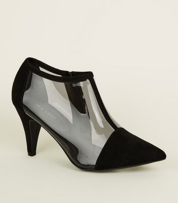 Black Suedette Clear Panel Ankle Boots