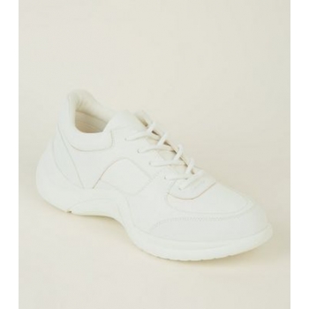 White Panelled Curved Sole Chunky Trainers