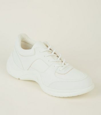 White Panelled Curved Sole Chunky Trainers