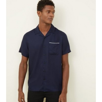 Navy Piped Short Sleeve Shirt